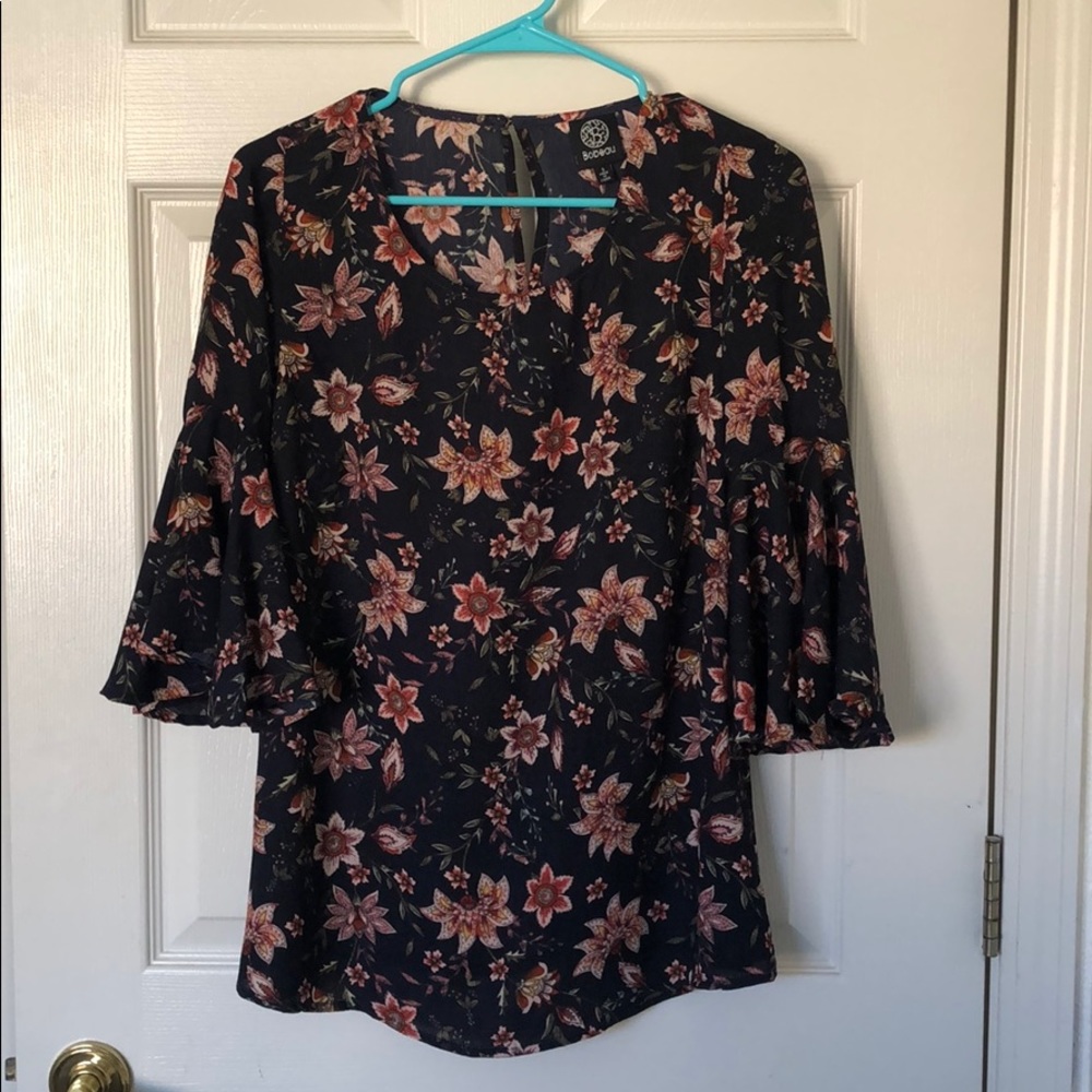 Floral deep navy half sleeve shirt